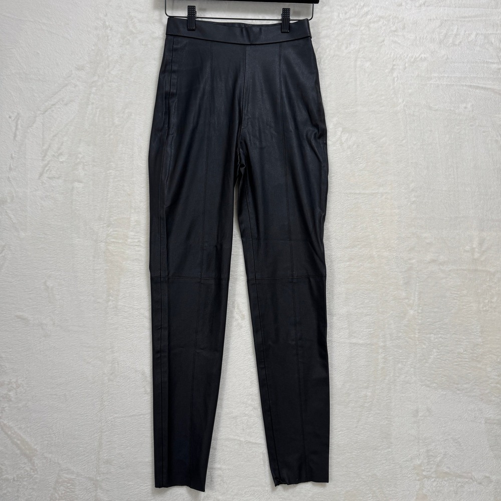 Zara Leggings Womens‎ XS Black Faux Leather High Rise Seamed Ankle Zip Slim Fit